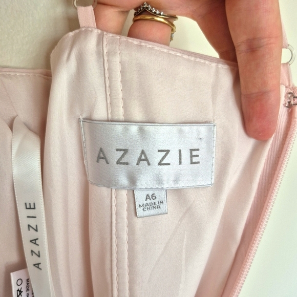 NWT Azazie “Melinda” Blushing Pink Chiffon Gown – Size A6 - Picture 4 of 8